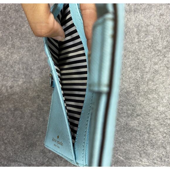 Kate Spade Wallet Large Blue Leather Madison Slim Bifold Saffiano - Picture 4 of 10